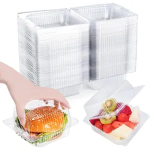 100 Pack Clear Clamshell  Containers, Disposable Plastic Hinged Clamshell Take Out Container with , To Go  Containers for Dessert, Hamburger, Cakes Slice, Cookies, Salads, Snacksetc
