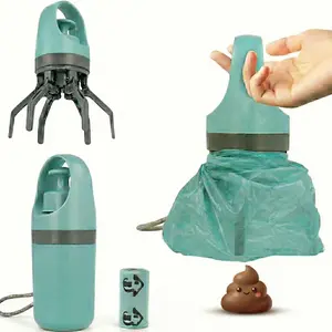 USA CALI One-Handed Claw Pooper Scooper - Portable Dog Waste Picker with Built-in Bag Dispenser | No-Touch Pet Cleanup Tool
