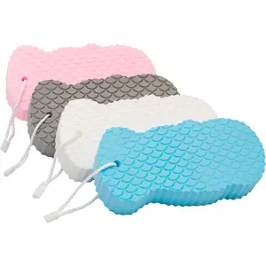 Exfoliating Sponges (4 pcs) - Super Soft exfoliating Bath Shower Sponge - Removes Dead Skin and Impurities from Body - Great for Adults and Children - Pink & Blue & White & Gray