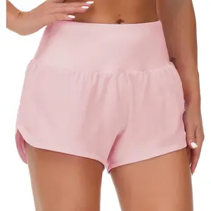 Women's High Waist Two-In-One Shorts with Pockets, Breathable Athletic Shorts, Gym Yoga Running Sweat-Wicking Breathable Elastic Pants, biker shorts women