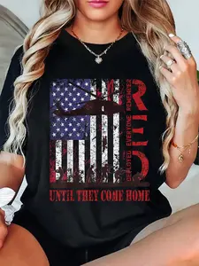 100% Cotton Unisex RED Friday Remember Everyone Deployed US Flag Military Army T-Shirt