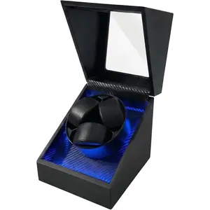 Watch Winders for 1/2/3 Automatic Watches, Automatic Watch Winder Box, Watch Spinner for Rolex Blue Light, USB-C or  , Present for Men, Quiet Mabuchi (<=5db), Piano  Grain  Finish