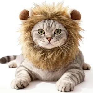 Cat Halloween Costume Adjustable Lion Mane Wig Pet Clothing, Cute and Comfortable Cat for Festive Occasions