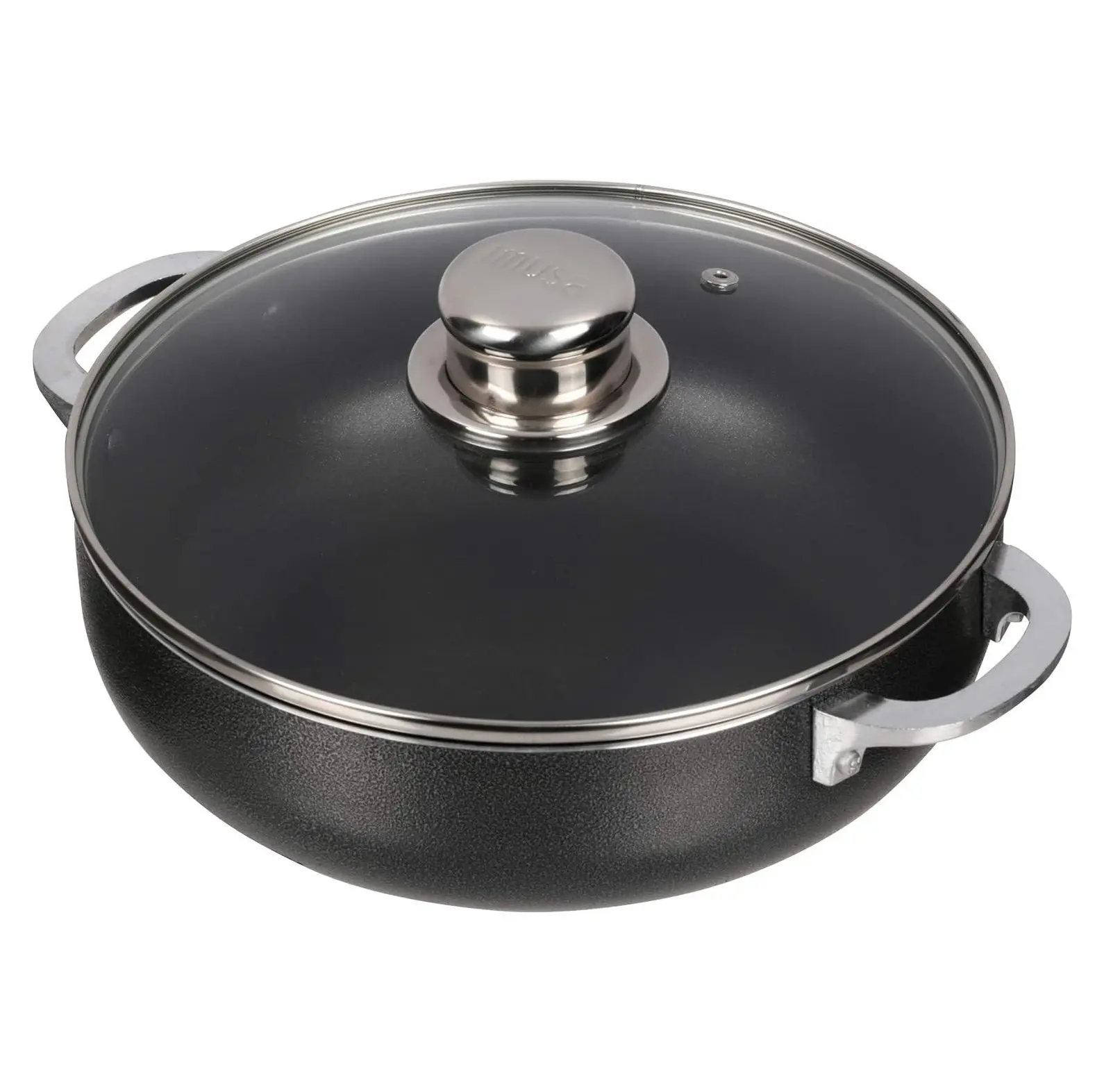3.2-Quart Nonstick Charcoal Caldero Dutch Oven with Glass Lid,Black