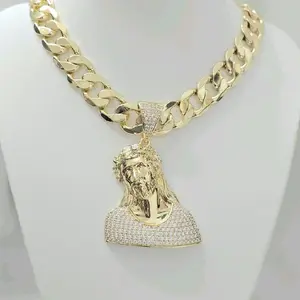 Variety Chain Cuban High-Quality Laminated Gold Plated Jesus Pendant Hip Hop Jewelry