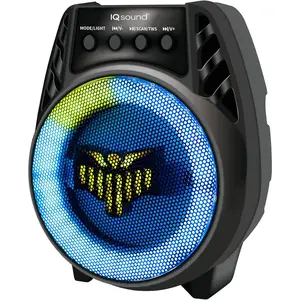 Supersonic IQ-1804BT 4" Portable Bluetooth Speaker with Colorful LED Lights, True Wireless Stereo, Rechargeable Battery, FM Radio, Micro SD & AUX Inputs, 5W RMS Power