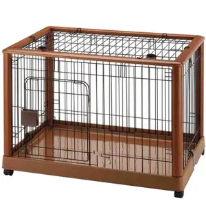 212 MAIN Richell USA 94128 Mobile Pet Pen 940 - Brown Hardwood Pet Enclosure, Portable, Detachable Base, Easy Move, Slide-Lock Design