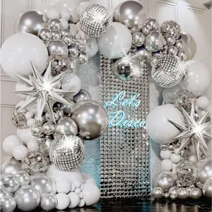 ALL-IN-1 Disco Balloon Arch Kit with BONUS Disco Ball Balloon for Party ations -  & White Balloons Garland for Disco Ball Party ation &  Party ations -Disco Balloons