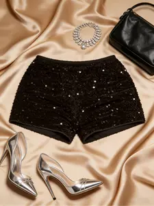 Women's Sequin Mini Sexy Chic Fashion Slim Fit Shorts, Perfect for Christmas, New Year Party, Easter, Concerts, Casual Vacations