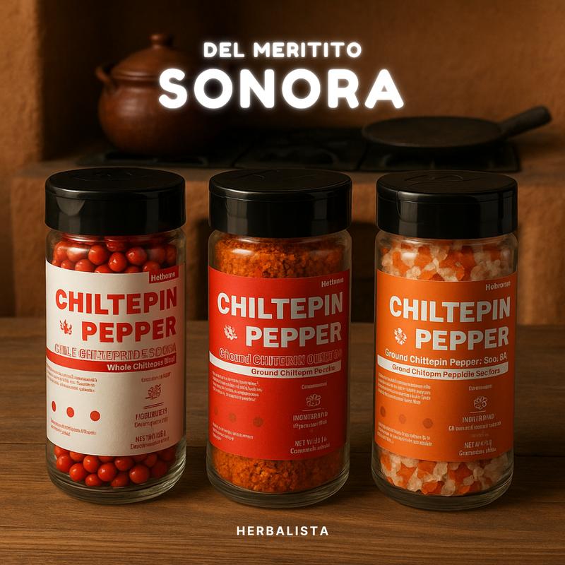 Chile Chiltepin De Sonora & Sal de Mar - Frasco 3.5oz (100g) Dried Chiltepin Peppers & Sea Salt (Chile Tepin) – Freso, Picoso, & Silvestre - Para los Aguachiles, Mariscos, Caldos, Sopas!