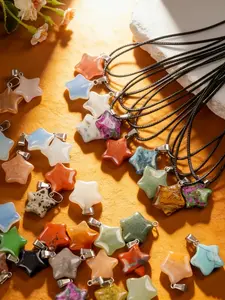 20-Piece Star Pendant Set with Adjustable Leather Necklace Chains, DIY Jewelry Making Kit, Perfect Gift for Friends and Family, Diy Beading Accessories