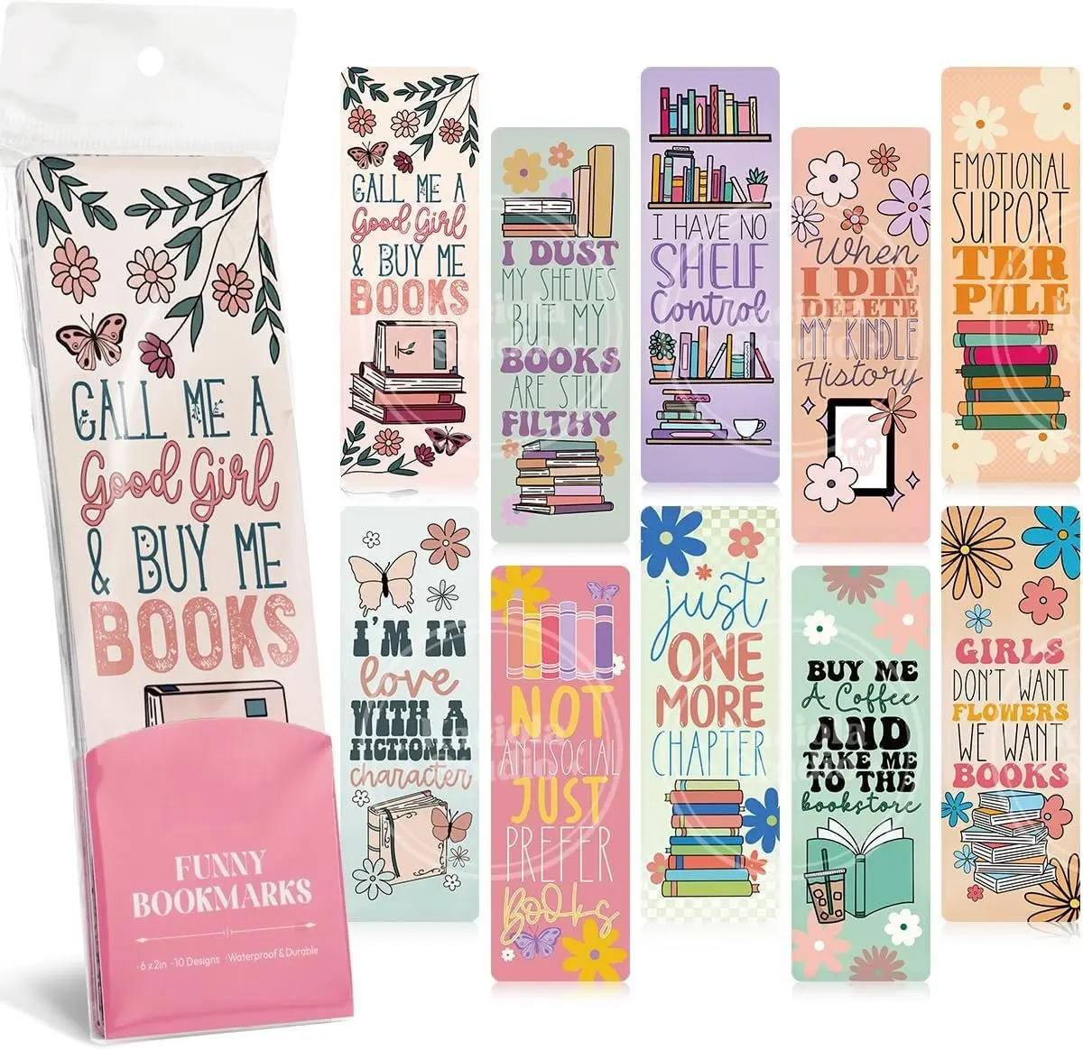 10 count Booklovers Cute Bookmarks, Funny Bookmarks for Women, Double Sided Bookworm Design Book Lovers Gifts,Book Accessories for Women Men Students Teachers Reading