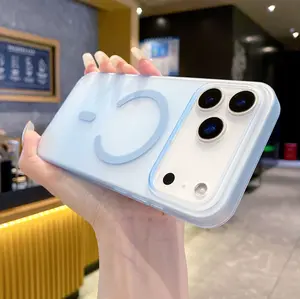 Ultra Slim Magnetic Translucent Matte Case, Hard Skin-Friendly Touch with Open Camera Design, Shockproof Frosted PC Texture for iPhone 17/16/15/14/13 Pro Max Plus