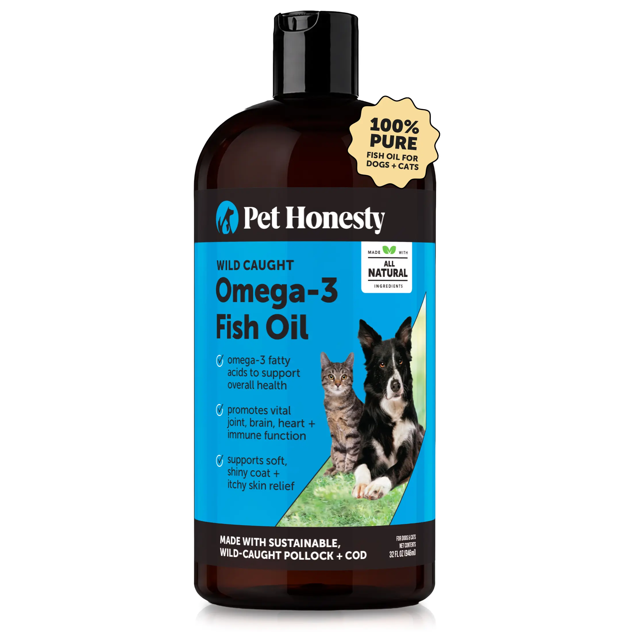 Pet Honesty Omega 3 Fish Oil For Dogs - 32 Ounce Bottle