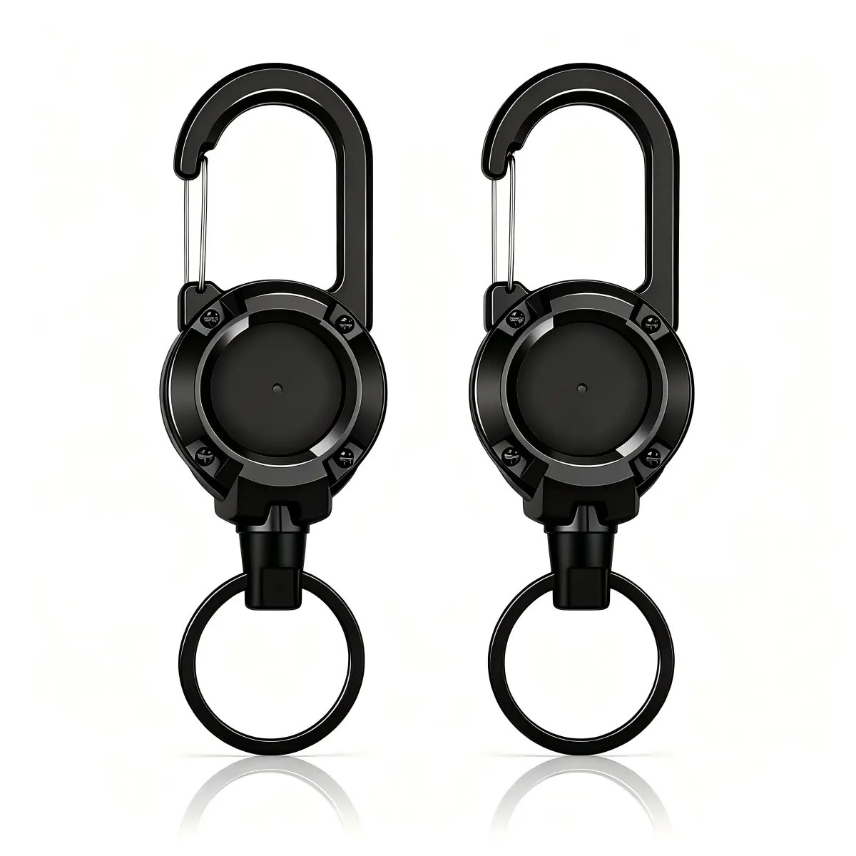 Unisex Heavy-Duty Black Retractable Keychain with Steel Wire Spring-Back Carabiner, Anti-Lost Clip for Backpack & Phone - Outdoor Gear for Camping, Climbing Halloween Gift, Christmas Gift, Birthday Gift
