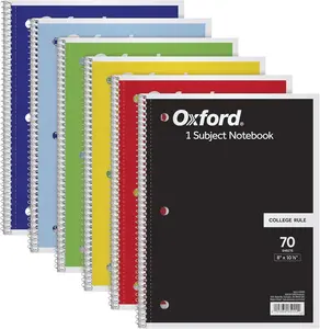 6 Pack Spiral Notebook, 1 Subject, College Ruled Paper, 8 x 10-1/2 Inch, Color Assortment Design May Vary