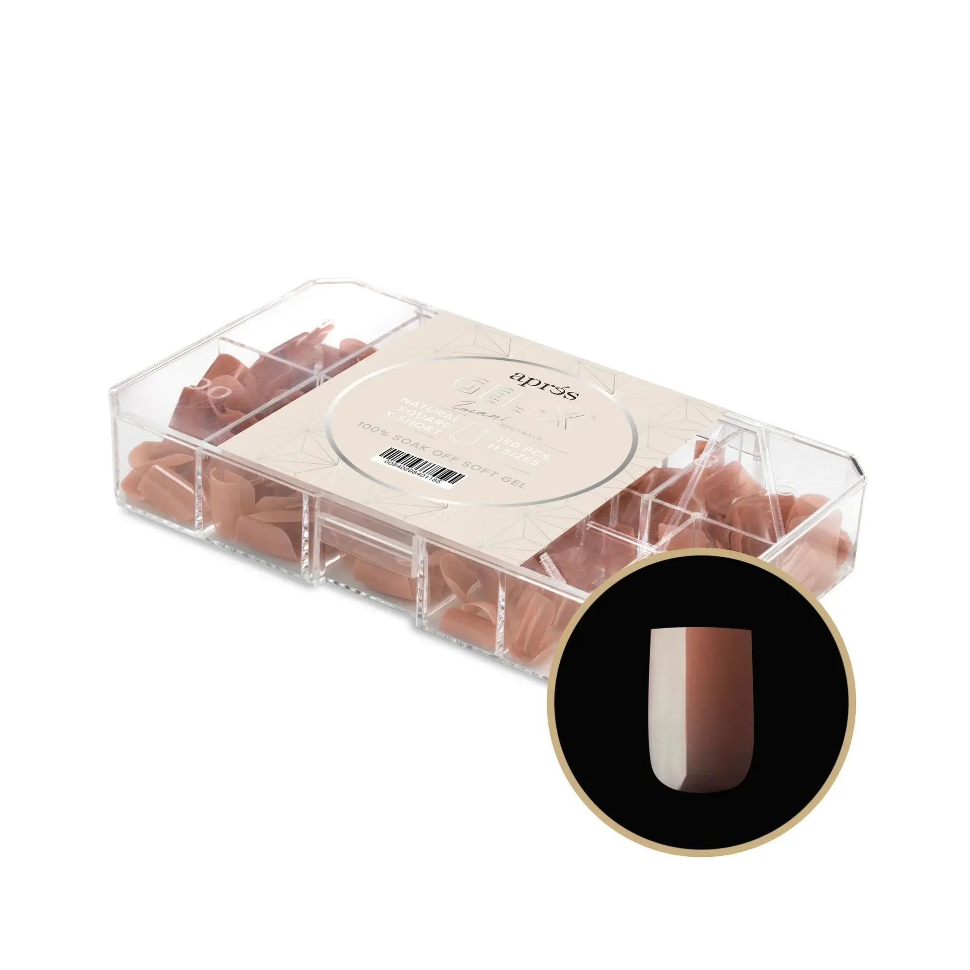 Aprés Neutrals Gel-X Imani Sculpted Coffin Medium Lightweight Tips - Soft Gel Extensions for Nail Care, Wear Solo, Natural Look, 150 Pieces, 11 Sizes, Solid Box Beauty Product, Nail Tips Kit, Beauty Products, Natural Coffin, Nail Extensions