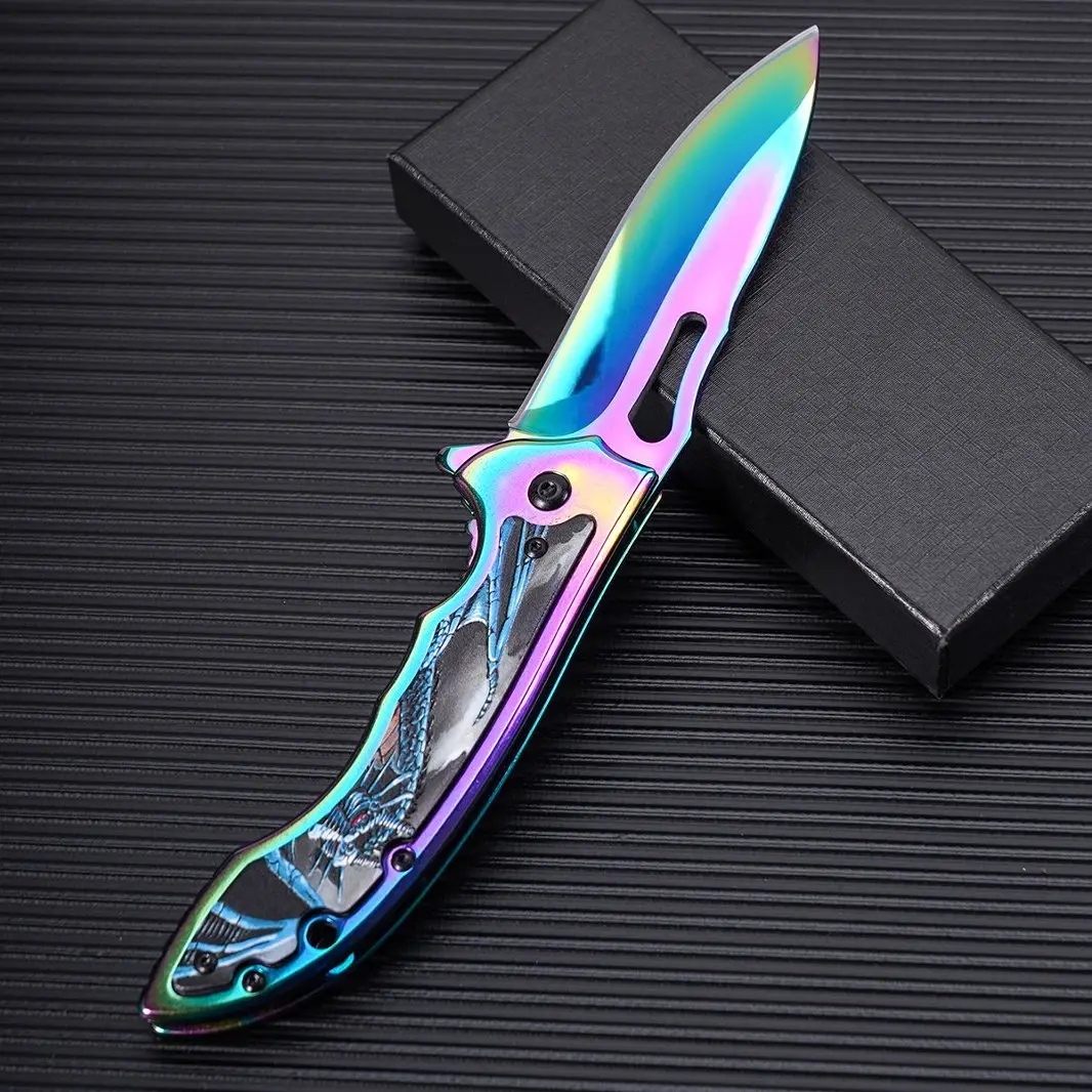 Outdoor EDC Folding Knife for Men, Stainless Steel Pocket Knife, Camping Hiking Survival Tool, Everyday Carry Tactical Gift
