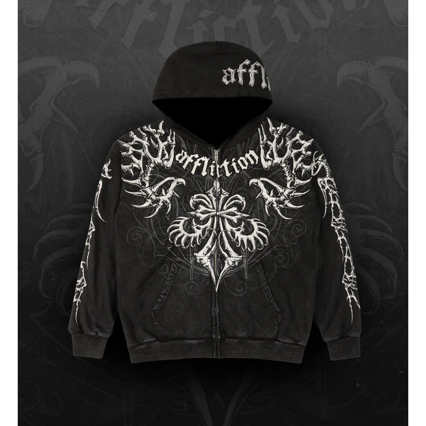Affliction Men's Zip-up Hoodie Skeleton
