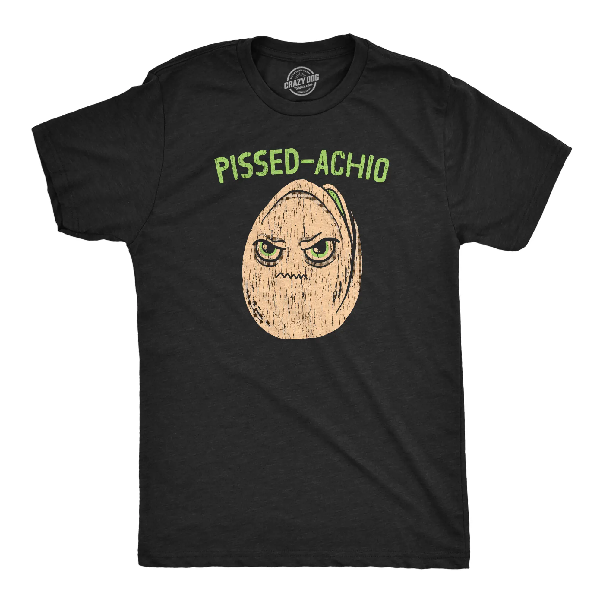 Mens Funny T Shirts Pissed Achio Sarcastic Pistachio Graphic Novelty Tee for Men Mens Funny T Shirts Cool Vintage Fashion T-Shirt Gift Classic Menswear Sarcastic Apparel for Men Funny Food Short Sleeve Novelty Black -