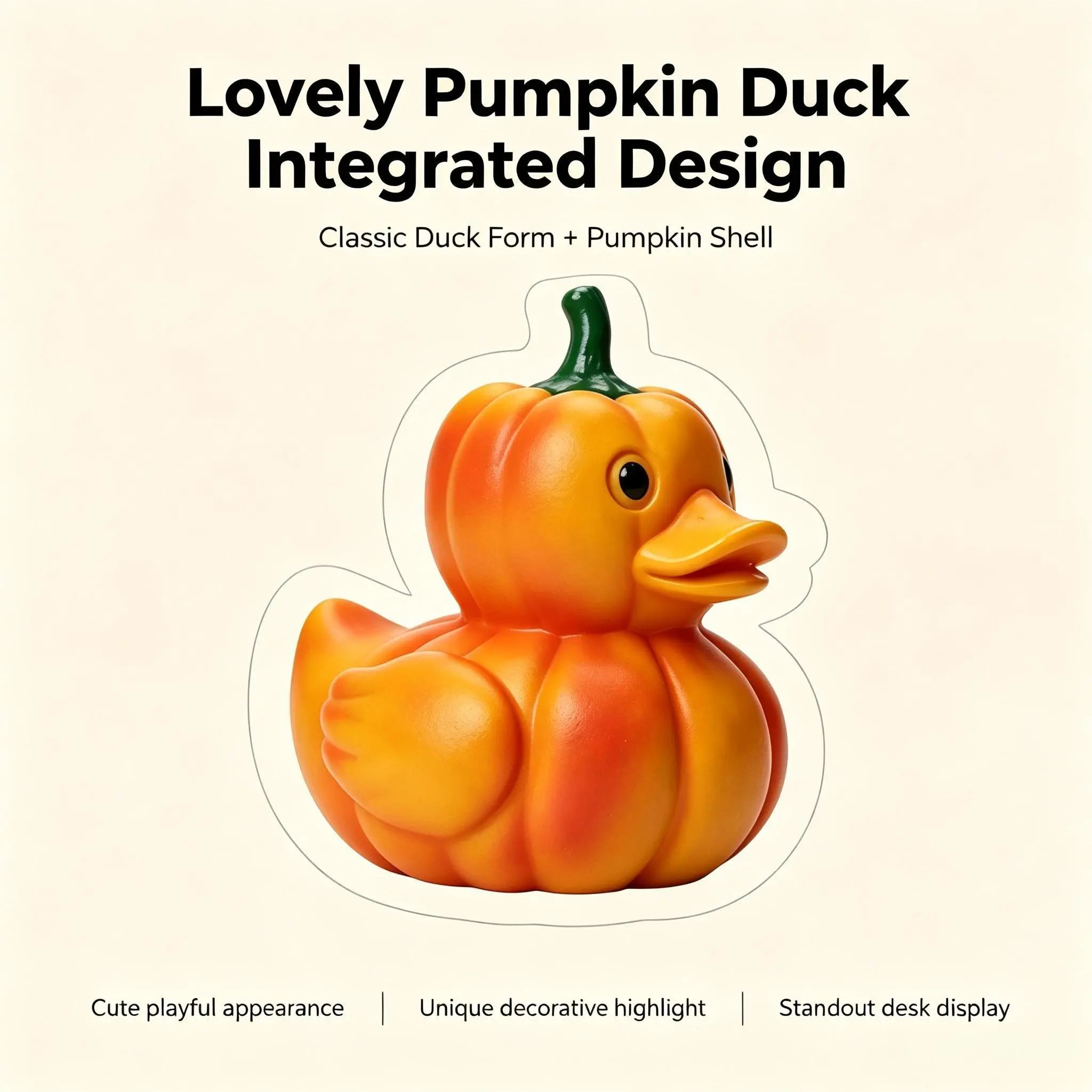 Synthetic Resin Pumpkin Duck Figurine, Cute Pumpkin Shaped Duck Statue for Halloween Autumn Tabletop Decor, Home Desktop Ornament & Holiday Gift