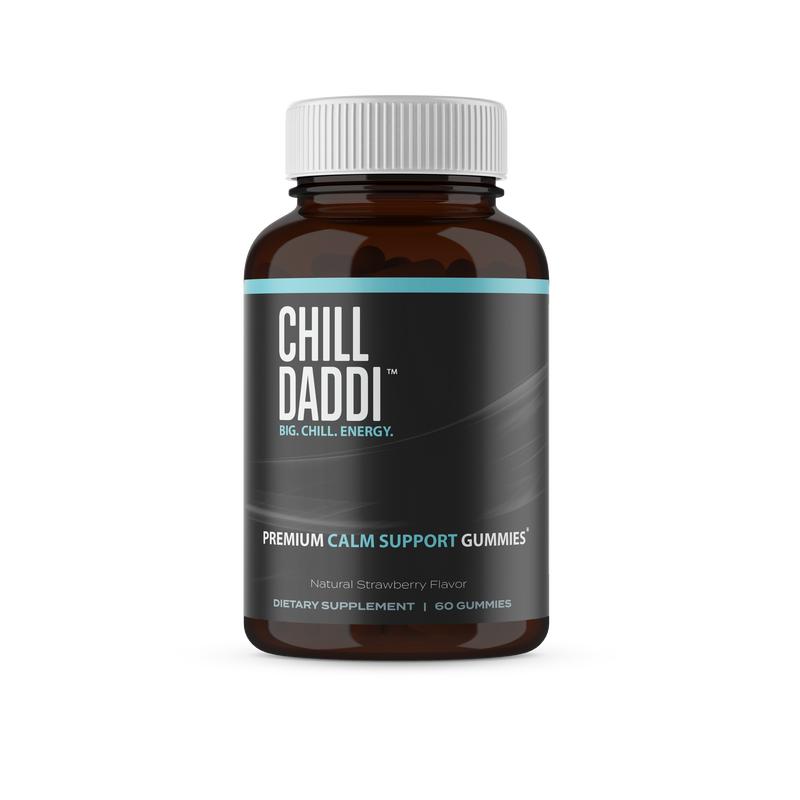 Chill Daddi - Premium Calm Support Gummies - Strawberry Flavor, 60 Count - L-Theanine, GABA & Magnesium Supplement - Dietary - Vitamin
