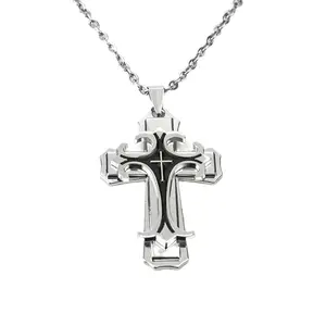 Light luxurymens 3d cross necklace , European and American fashionable jewelry, exquisite style, personalized men's accessories, birthday gifts, Valentine's Day gifts, boyfriend gifts, trendy and versatile accessories，men teen boy