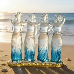 Hope Goddess Angel Figurine with Sisters Hugging Transparent Resin Statue Friendship Gift for Women Best Friends Sisters Home Desktop Decorative Ornament