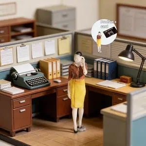 1:64 Scale Woman on Phone Miniature Figure, Urban Elite Model, Office Diorama Scene Building Accessories, Tiny People Figurine Model & Accessories