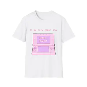 Cozy Gamer Era handheld console T-Shirt | pastel pink game over design