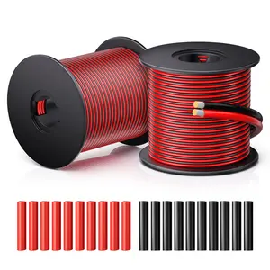 18/20/22 AWG wire with heat shrink tubing; 18–22 AWG 2-pin red and black tinned copper twisted pair; LED strip extension cable; 12V/24V DC cable; suitable for automotive LED lights; flexible high-temperature PVC wire