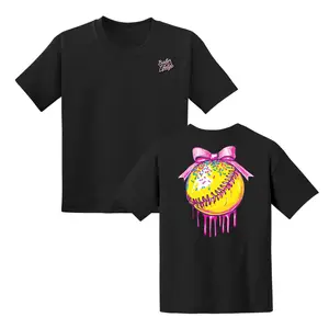 Softball with Bow Youth T-Shirt, Softball Drip Shirt, Cute Bow Graphic Tee, Girls Softball Shirt, Trendy Game Day Outfit, Softball Lover Tee, Shirt for Boys, Girls