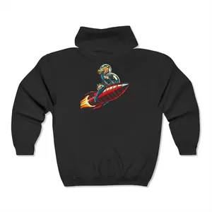 Retro Rocket Girl Hoodie, Space Lover Zip Up Sweatshirt, Galaxy Outfit, Spaceship Graphic Jacket, Astronomy Gift, Rocket Ship Clothing men  hoodies originals  hoodie