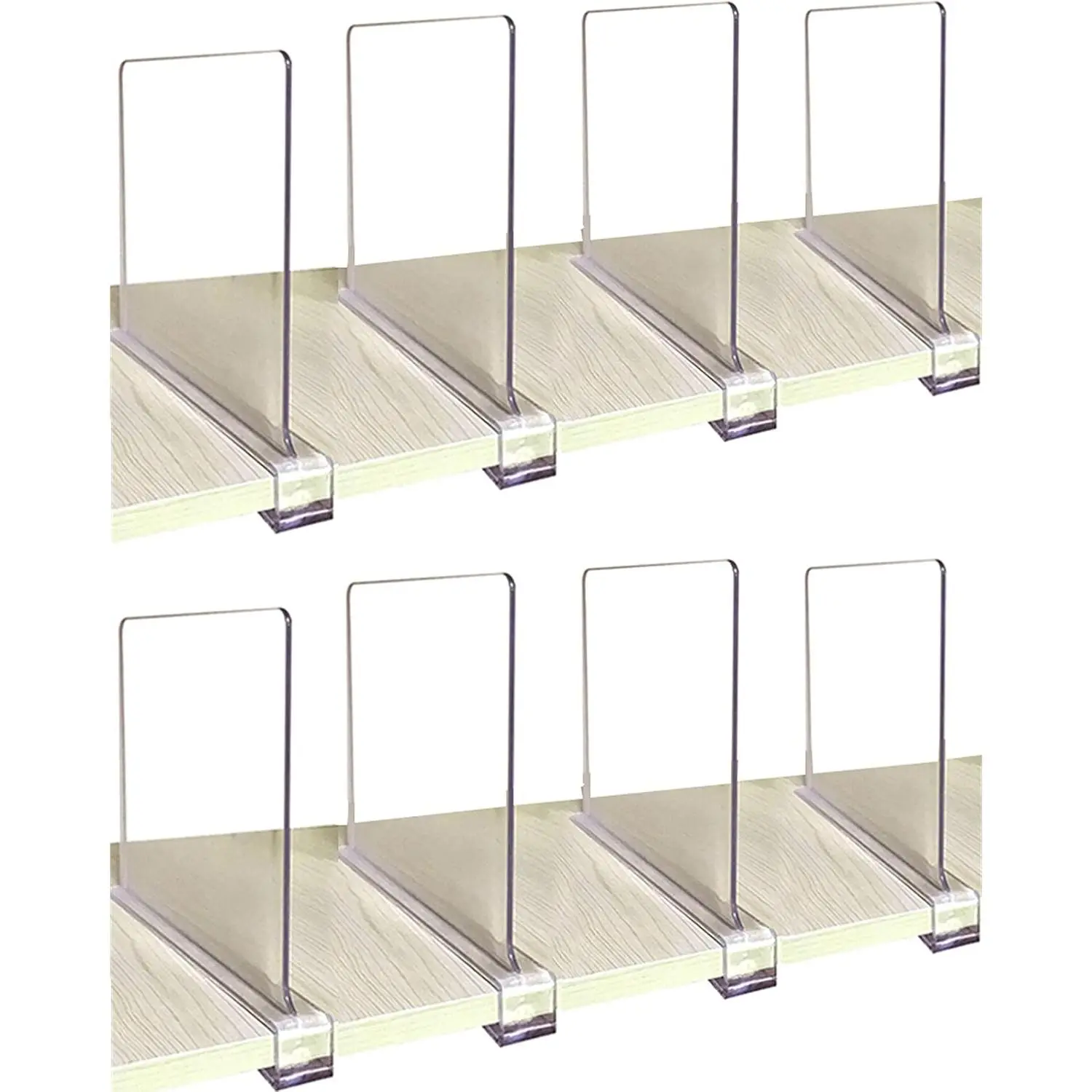Shelf Dividers for Closets, 8 count Clear  Shelf Divider for  Shelves and Clothes Organizer/Purses Separators  for Kitchen Cabinets and Bedroom Organizer