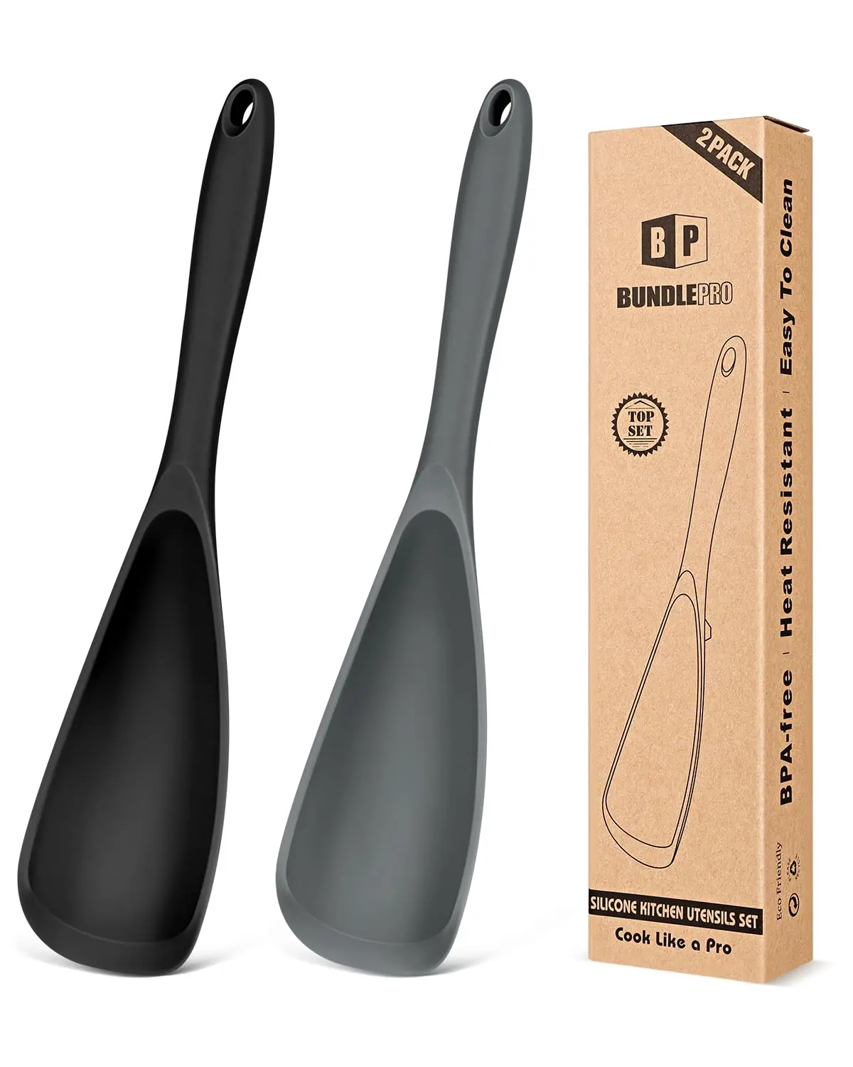 2Pack Silicone Spatula Set, Cooking Utensils, Multifunctional Spatula Spoon, Cooking Spatula & Spoon for Nonstick Cookware, Food Grade Rubber Spatula, Spoonula for Baking, Cooking, Mixing, One-Piece Formed, BPA-Free, Dishwasher Safe