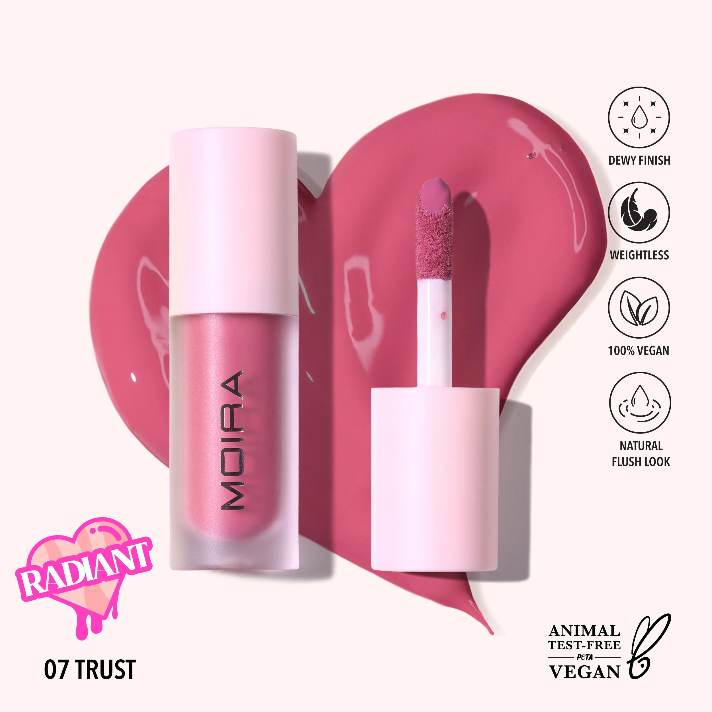 MOIRA | Love Steady Liquid Blush (007, Trust) | Buildable Dewy Liquid Blush