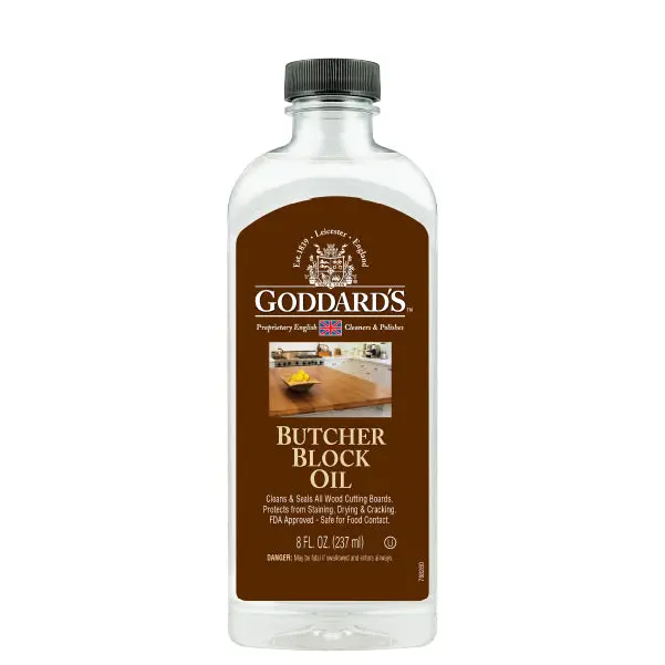 Goddard's Butcher Block Oil, 8 oz Food-Grade Oil for Wood Cutting Boards, Kitchen & Household Utensils