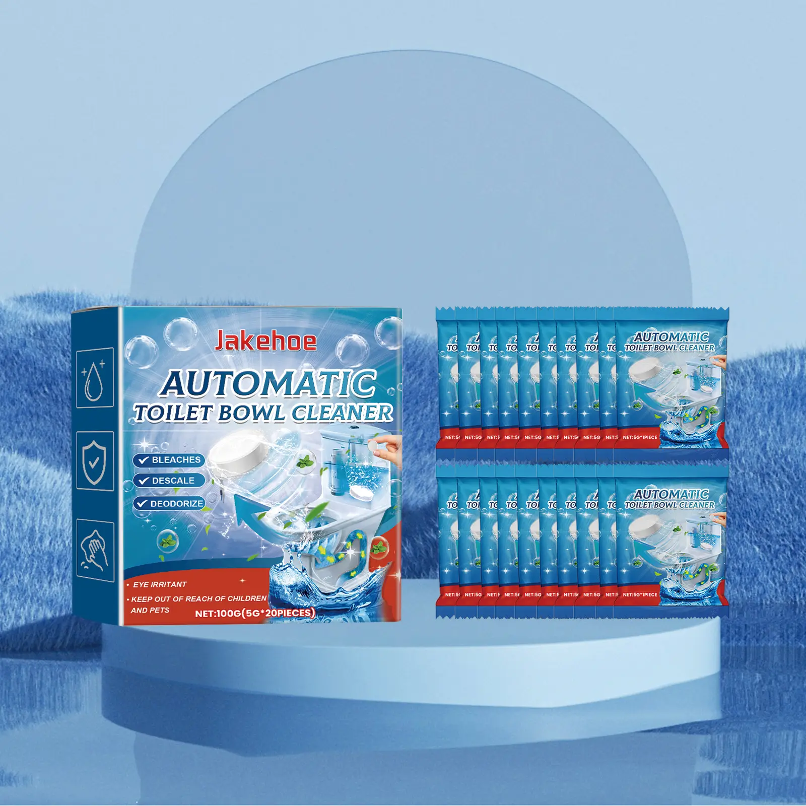 JAYSUING Toilet Cleaner Tablets, Effortless Toilet Stain Removal, Powerful Limescale & Odor Eliminator Toilet Fizzing Tablets
