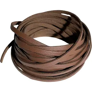 4 mm Flat Leather Cord, 5+ Yards (5 Meters) Strip Cord Braiding String Tan for  Making, Leather Shoe Lace, Arts & Craft DIY (Brown, 4mm_5meters)