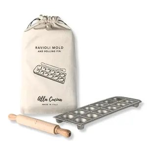 Italian 12-piece Ravioli Mold & Roller Set