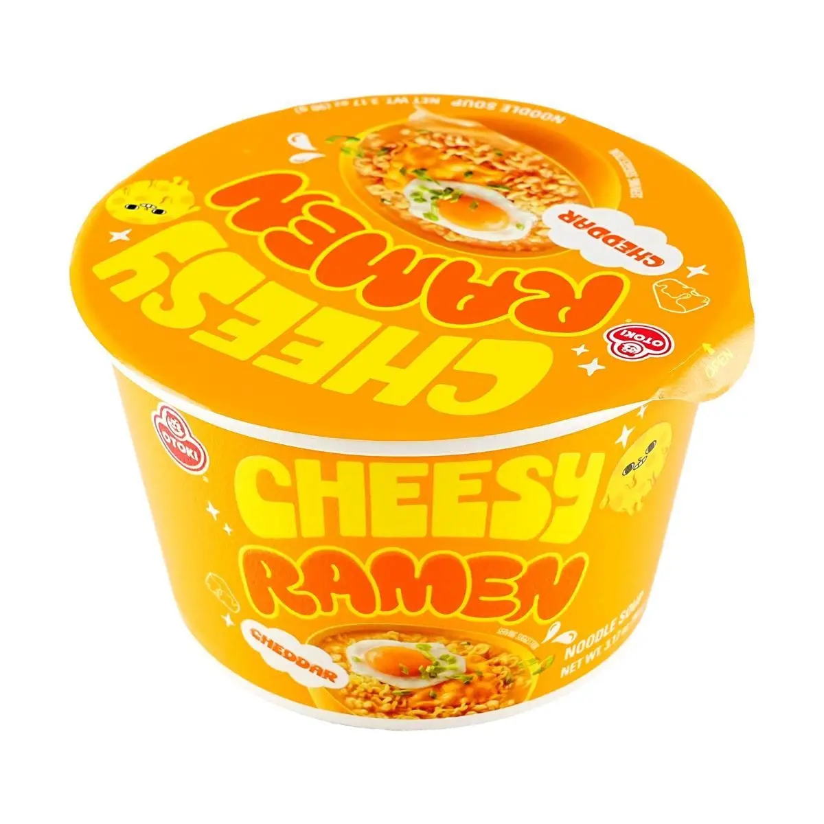 2 Pack OTTOGI Cheddar Cheese Ramen Cup Noodles - Korean Instant Ramyeon, Popular Snack 90g