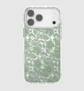 MagSafe-Enabled Casing for iPhone 17 Pro Max, Lace Eucalyptus Design with PopGrip, Shockproof Protection Smartphone Accessory for Cellphone Handheld Devices