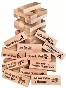 Adult Couple Tumbling Tower Game - Spicy Truth or Dare Wooden Blocks for Valentine’s Day