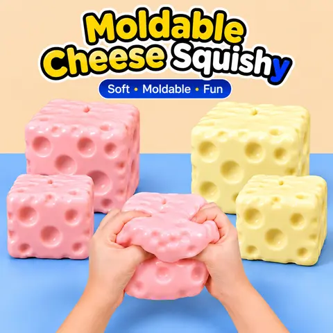 Moldable Cheese Block Squishy Toy, Vaselin Filling, Non-Rebound Sensory Squeeze Toy, Soft Squeeze Fidget Toy for ASMR, Desk Relaxation and Sensory Play, 1PC