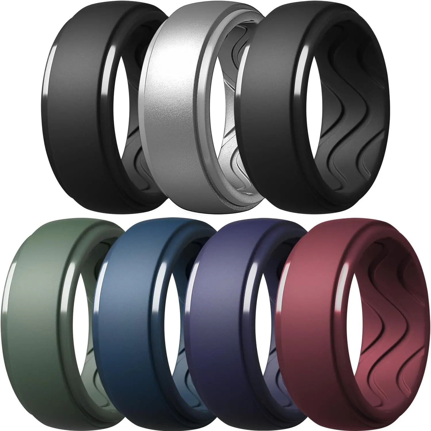 Men's Silicone Gym Rings Set - 10mm Wide, 2.5mm Thick, Flexible Ergonomic Breathable Inner Arch Rings for Strength Training, Lifting, Climbing, with 1/4/5/7 Multipack Options & Cooling Wearing Experience, Athletics, Anniversary, Flexible Ring, Casual Wear