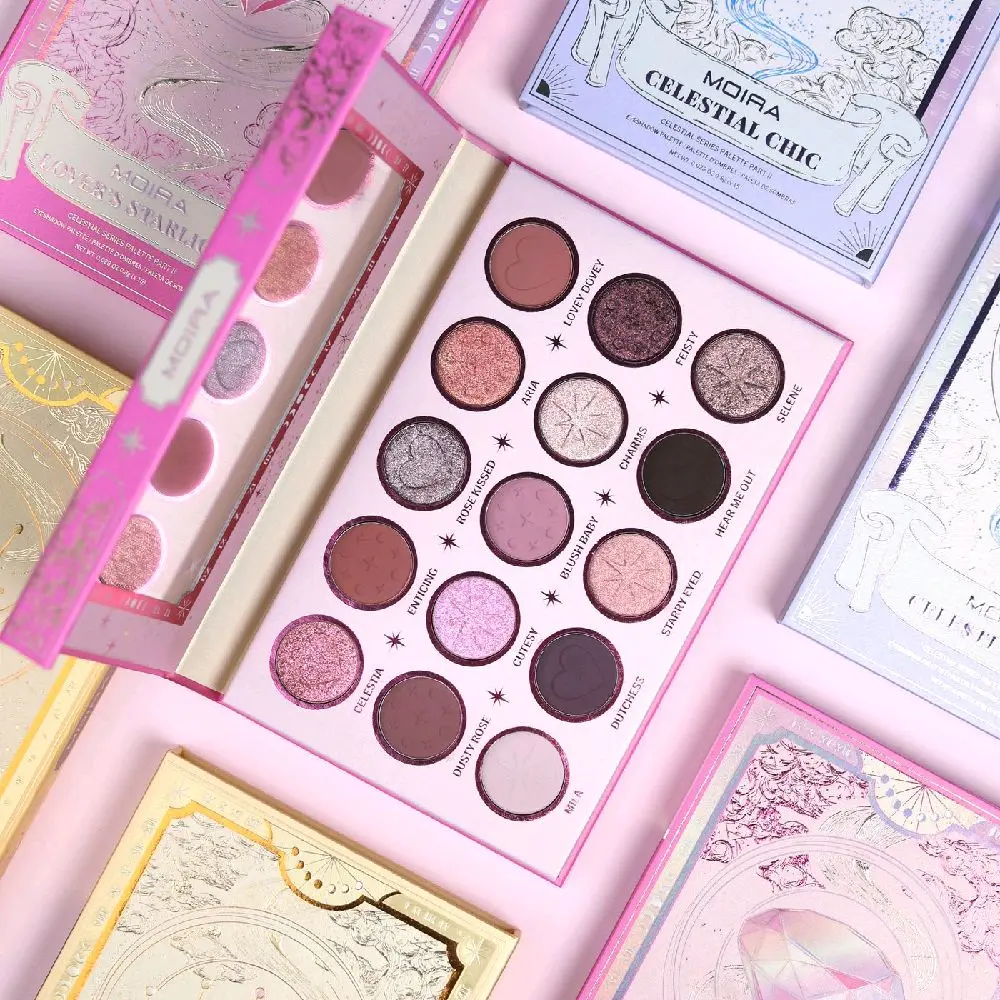 Moira Lover's Starlight Cosmetic Eyeshadow Palette, Pink-Toned Pressed Pigments, Blendable Shimmer-Natural-Sparkly Radiant Makeup, Blend, Shimmer Eyeshadow, Natural Eyeshadow
