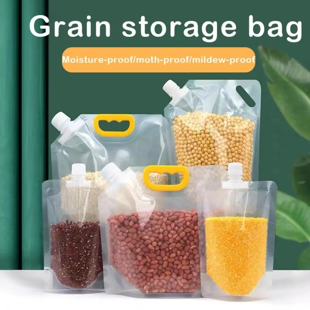 12pcs Reusable Grain Storage Bags with Handle, Airtight Moisture-Proof Sealed Stand-Up Spout Pouches for Camping Picnics, Rice, Cereal, Beans, Flour, Outdoor & Kitchen Pantry Organization