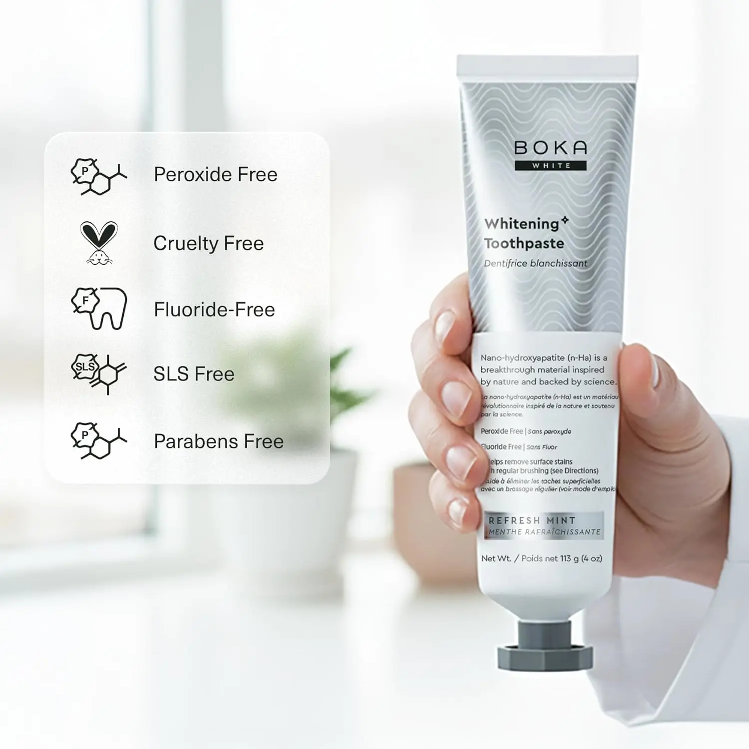 Boka Toothpaste - Fluoride Free Toothpaste, Nano Hydroxyapatite Toothpaste | Appropriate for Sensitive Teeth - Adult Oral Care - Whitening - 4 Oz, 1PK