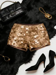 Women's Sequin Elegant Sexy Fashion Shorts, Perfect for Christmas Thanksgiving Party Work Multi-Occasion Wear, Fall & Winter New Arrival