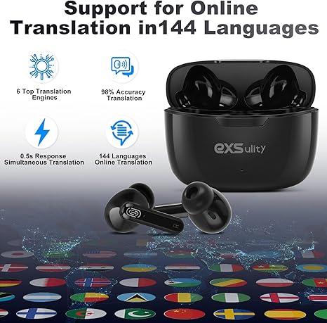 Exs ulity 5.4 wireless Bluetooth headset, supports 144 languages, high-precision simultaneous interpretation headset, waterproof and sweat-proof, supports playing music, short videos, and calls